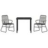 vidaXL Ensemble de salle à manger pour jardin 3 pcs Noir Rattan PVC