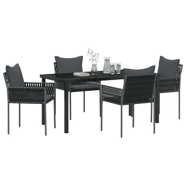 vidaXL Ensemble de salle &agrave; manger pour jardin 5 pcs Noir et gris