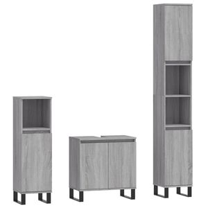 vidaXL Ensemble d'armoires de salle de bain 3 pcs sonoma gris