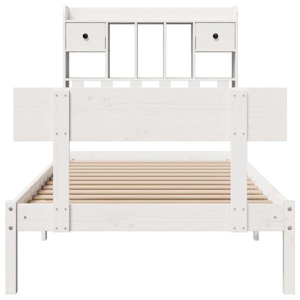 vidaXL Lit biblioth&egrave;que sans matelas blanc 90x190cm bois de pin massif