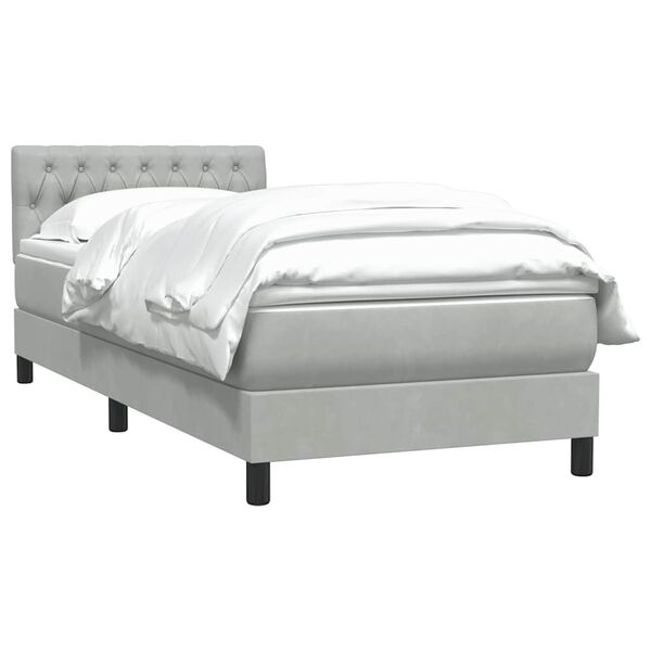 vidaXL Sommier &agrave; lattes de lit et matelas gris clair 80x210 cm velours