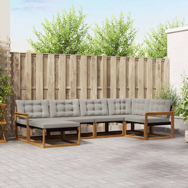 vidaXL Ensemble de canap&eacute;s d'ext&eacute;rieur 6 pcs Gris Naturel et Clair