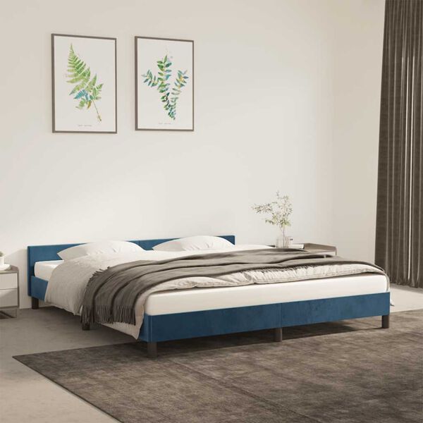 vidaXL Cadre de lit sans matelas bleu fonc&eacute; 180x200 cm velours