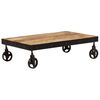 vidaXL Table basse avec roulettes Bois de manguier massif 100x60x26 cm