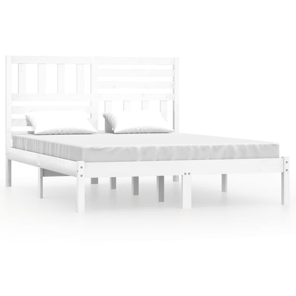 vidaXL Cadre de lit sans matelas blanc bois de pin massif 140x200 cm