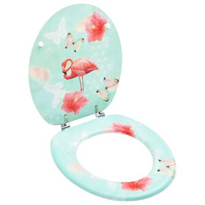 vidaXL Si&egrave;ge de toilette avec couvercle MDF Design de flamant