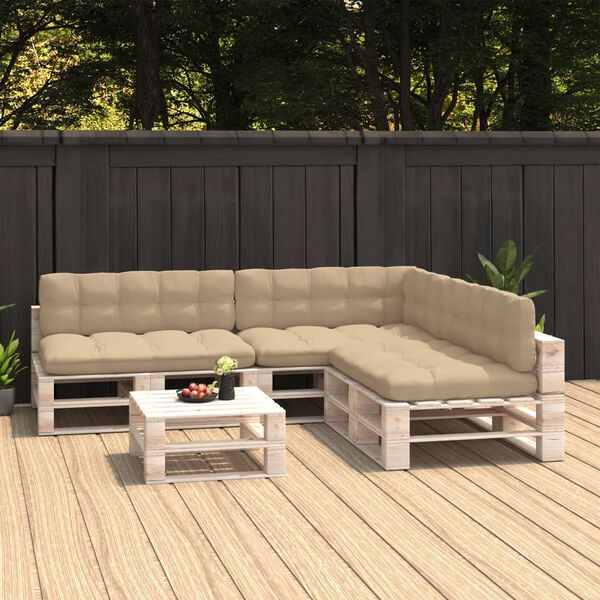 vidaXL Coussins de canapé palette lot de 7 Beige