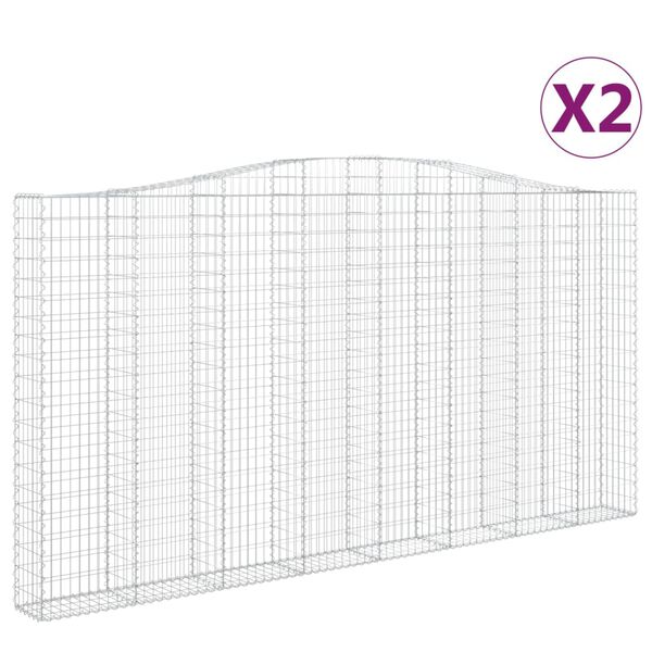 vidaXL Paniers &agrave; gabions arqu&eacute;s 2 pcs 400x30x200/220 cm Fer galvanis&eacute;