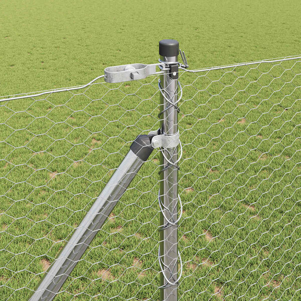 vidaXL Poteau de cl&ocirc;ture. Argent&eacute; 10 x 1,2 m (maillage de 25 mm) Acier