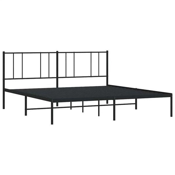 vidaXL Cadre de lit m&eacute;tal sans matelas avec t&ecirc;te de lit noir 193x203cm