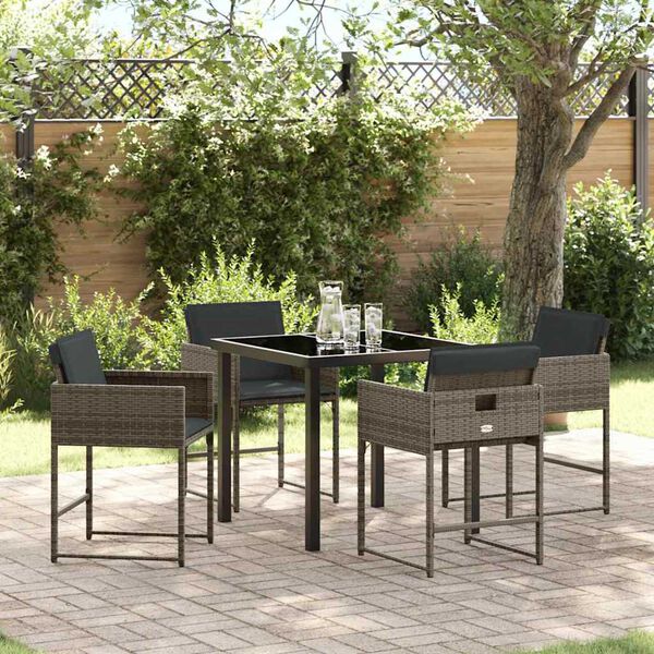 vidaXL Ensemble de salle &agrave; manger pour jardin 5 pcs Gris polyrotin