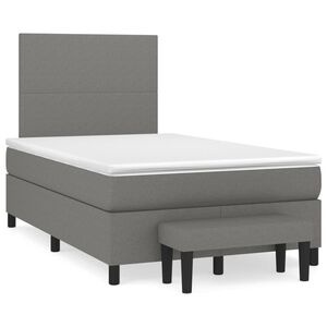 vidaXL Sommier &agrave; lattes de lit avec matelas Gris fonc&eacute; 120x200cm Tissu