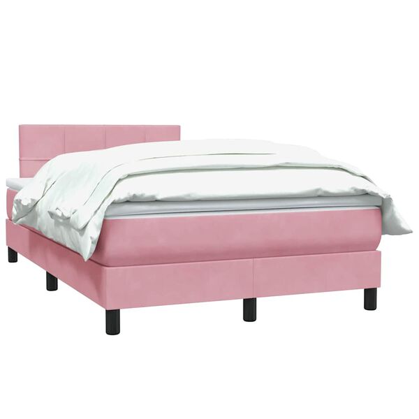 vidaXL Sommier &agrave; lattes de lit avec matelas rose 120x220 cm velours