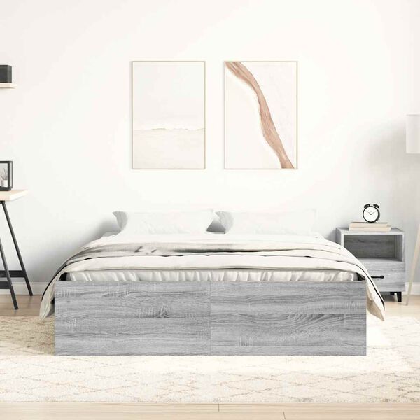 vidaXL Cadre de lit sans matelas sonoma gris 160x200 cm