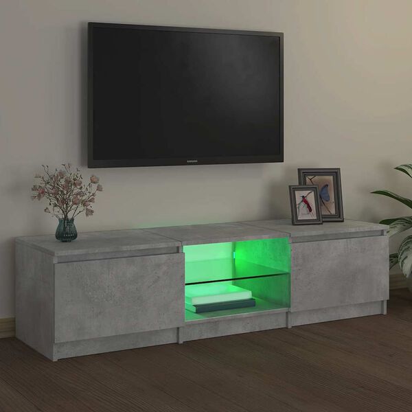vidaXL Meuble TV avec lumi&egrave;res LED gris b&eacute;ton 140x40x36 cm