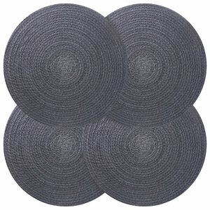 vidaXL Placemets en jute 4 pc Gris fonc&eacute; 100 % jute Tossa