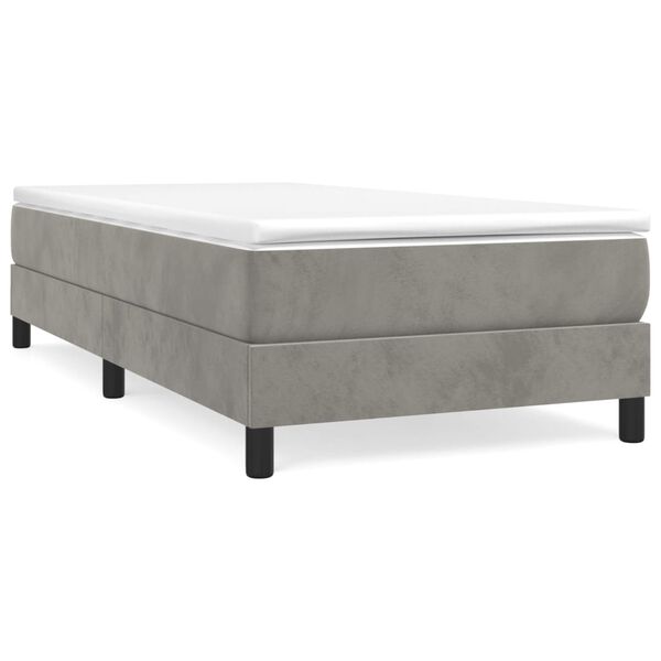 vidaXL Sommier &agrave; lattes de lit et matelas Gris clair 90x200 cm Velours