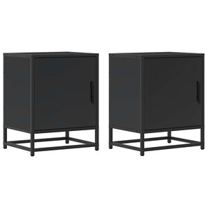 vidaXL Tables de chevet 2 pcs noir 40x31x50 cm bois d'ing&eacute;nierie m&eacute;tal