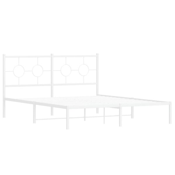 vidaXL Cadre de lit m&eacute;tal sans matelas et t&ecirc;te de lit blanc 160x200 cm