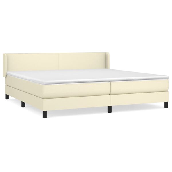vidaXL Sommier &agrave; lattes de lit avec matelas Cr&egrave;me 200x200cm Similicuir