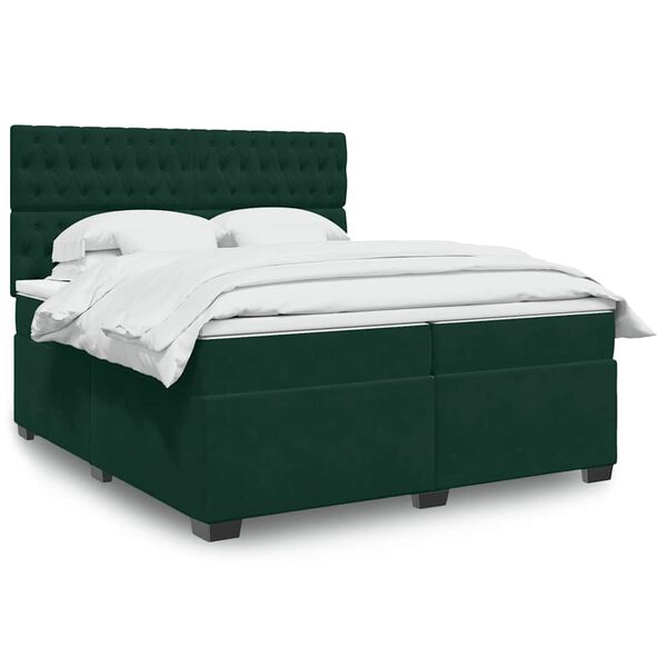 vidaXL Sommier &agrave; lattes de lit et matelas Vert fonc&eacute; 200x200cm Velours