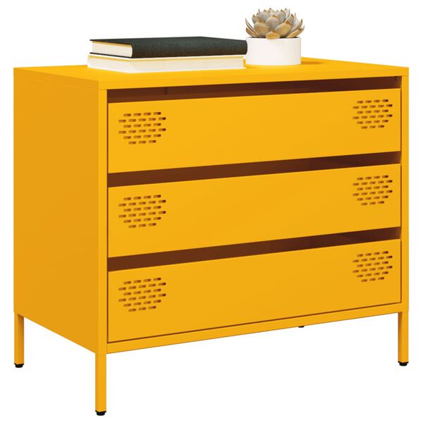 vidaXL Buffet jaune moutarde 68x39x58,5 cm acier lamin&eacute; &agrave; froid