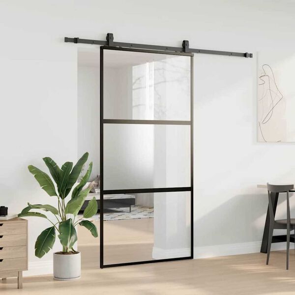 vidaXL Porte coulissante avec kit de quincaillerie noir 102,5x205 cm