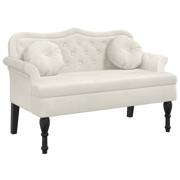 vidaXL Banc avec coussins crème 120,5x65x75 cm velours