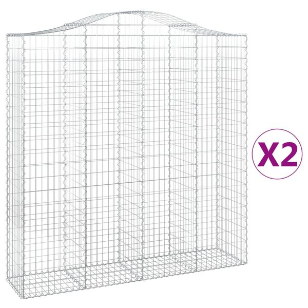 vidaXL Paniers à gabions arqués 2 pcs 200x50x200/220 cm Fer galvanisé