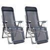 vidaXL Chaises pliantes 2 pi&egrave;ces Aluminium et Textil&egrave;ne Gris