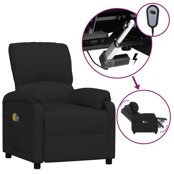 vidaXL Fauteuil &eacute;lectrique de massage Noir Tissu