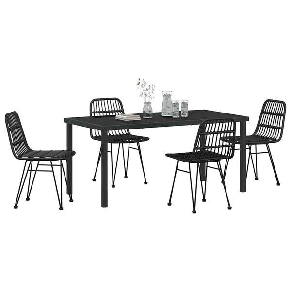 vidaXL Ensemble de salle &agrave; manger pour jardin 5 pcs Noir