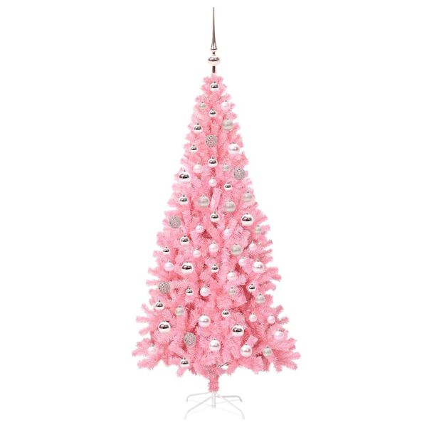 vidaXL Sapin de No&euml;l avec 300 LED avec support Rose 180 cm PVC