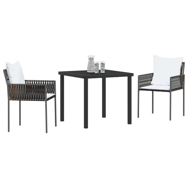 vidaXL Ensemble de salle &agrave; manger pour jardin 3 pcs Marron et Noir