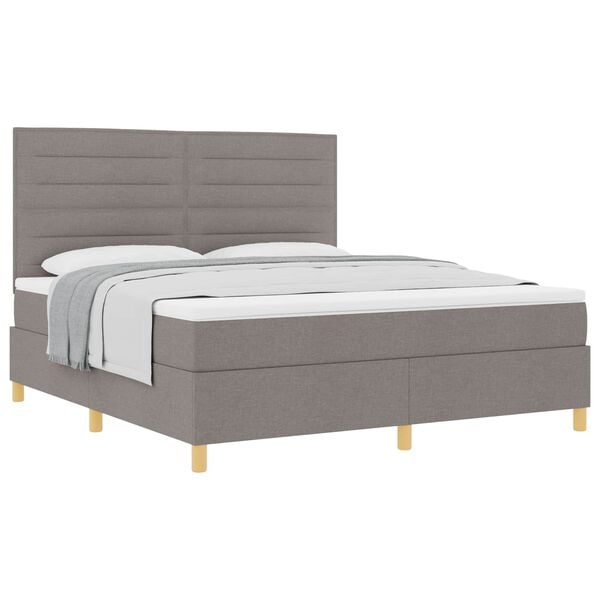 vidaXL Lit &agrave; ressorts avec matelas Taupe 180 x 200 cm tissu