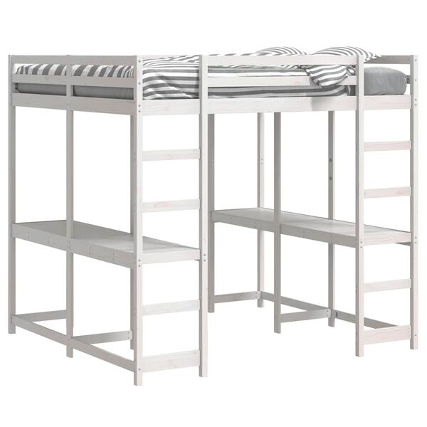 vidaXL Lit superpos&eacute; et bureau et &eacute;chelle 180x200cm bois de pin massif