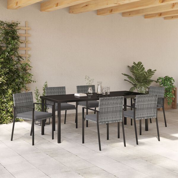 vidaXL Ensemble de salle &agrave; manger pour jardin 6 pcs Gris