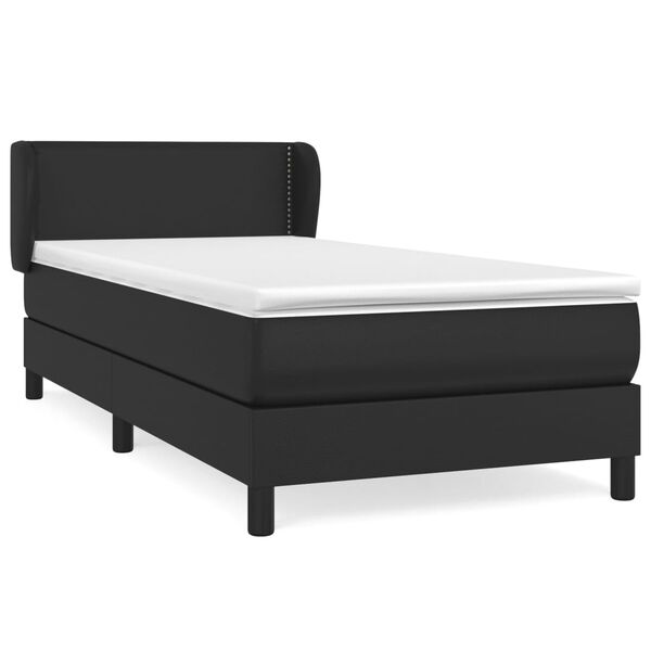 vidaXL Sommier &agrave; lattes de lit avec matelas Noir 100x200 cm Similicuir