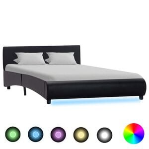 vidaXL Cadre de lit avec LED sans matelas noir 120x200 cm