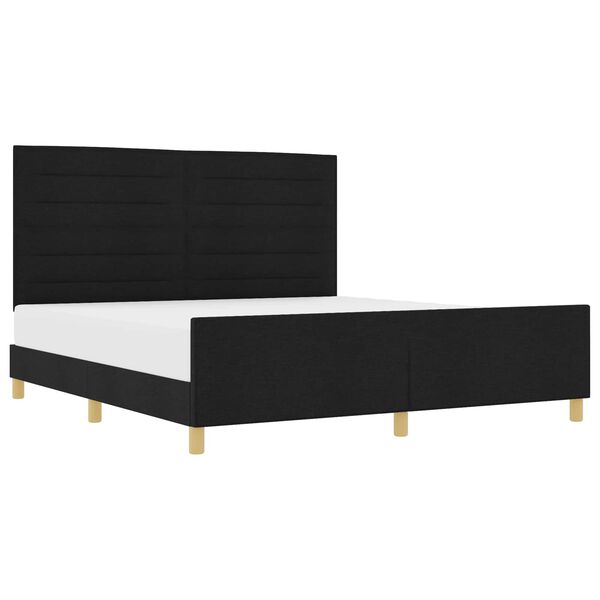 vidaXL Cadre de lit avec t&ecirc;te de lit Noir 180 x 200 cm tissu