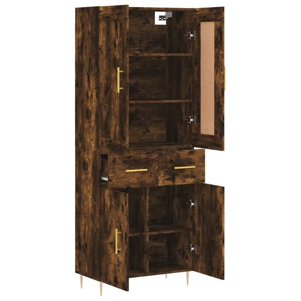 vidaXL Buffet haut Ch&ecirc;ne fum&eacute; 69,5x34x180 cm Bois d'ing&eacute;nierie