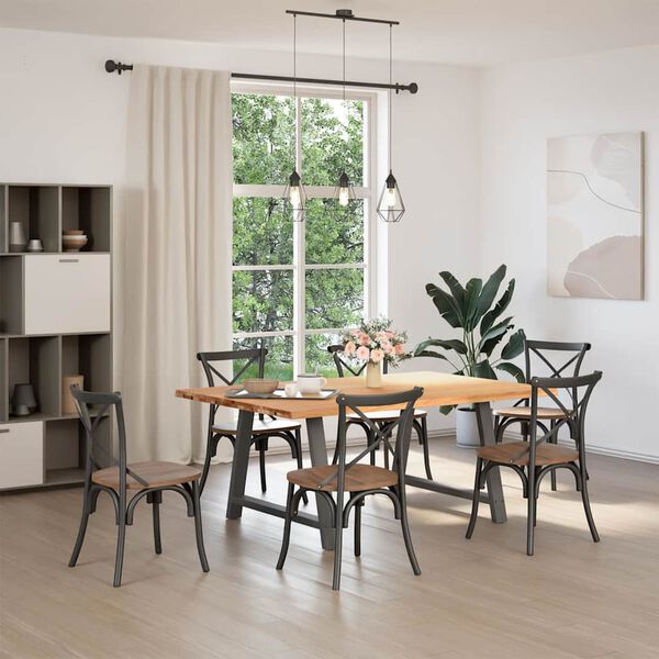 vidaXL Table à manger avec bord naturel 180x100x74cm bois massif chêne