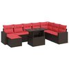 vidaXL Salon de jardin avec coussins 9pcs marron r&eacute;sine tress&eacute;e acacia