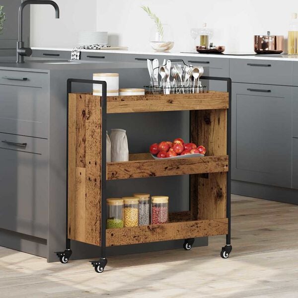 vidaXL Chariot de cuisine Bois ancien 70 x 30 x 82 cm