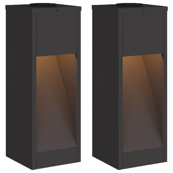 vidaXL Lumi&egrave;re de Chemin LED Solaire 2 pcs Noir Acier lamin&eacute; &agrave; froid