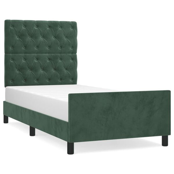 vidaXL Cadre de lit sans matelas vert fonc&eacute; 80x200 cm velours