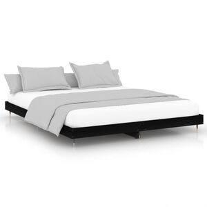 vidaXL Cadre de lit sans matelas noir 200x200 cm bois d'ing&eacute;nierie