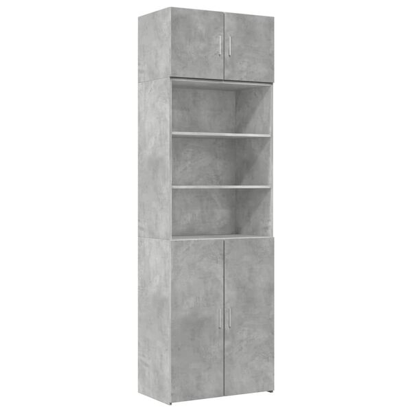 vidaXL Armoire de rangement gris b&eacute;ton 70x42,5x225cm bois d'ing&eacute;nierie