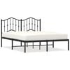 vidaXL Cadre de lit m&eacute;tal sans matelas avec t&ecirc;te de lit noir 135x190cm
