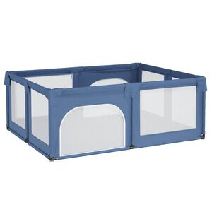 vidaXL Parc pour b&eacute;b&eacute; avec 2 portes Bleu clair Tissu Oxford